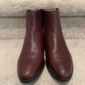 Unisa women burgundy Ankle Boots with Rounded Toe and Short Heel GENUINE LEATHER